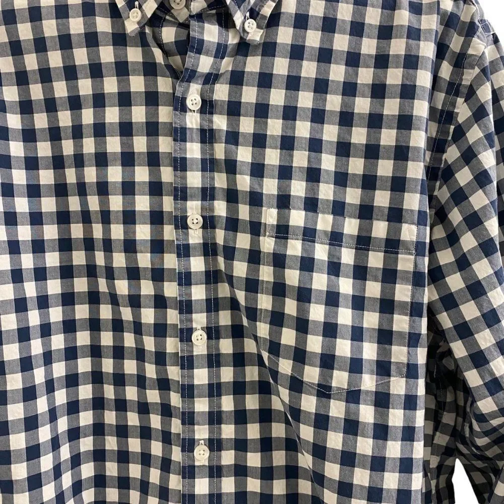 J.Crew Blue and White‎ Gingham Button Down Shirt Sz L (16-16 1/2)